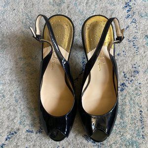 Cole Haan Patent Leather Peep Toe Slingbacks - Size 8.5